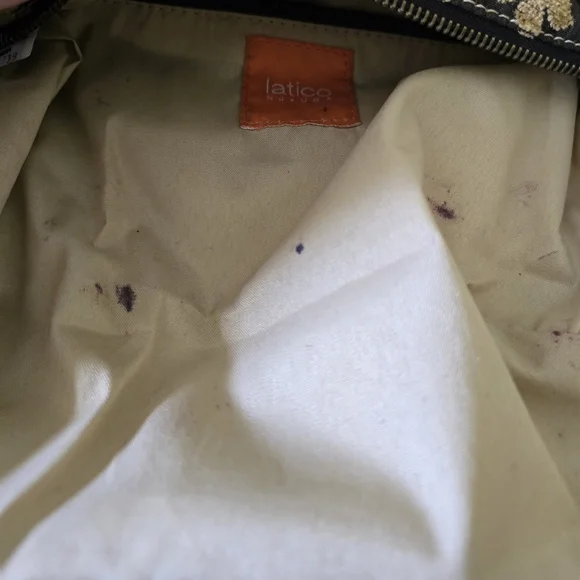 Latico Hobo Bag Embroidered Floral Brown Leather Trim Small Shoulder Purse - Picture 8 of 16